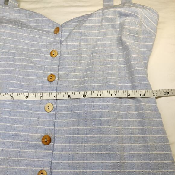 L'Academie Revolve Hawes Blue Cotton Chambray Button Front Mini Dress Medium - Picture 13 of 16